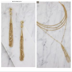 Ettika Tassel Earrings and Layered Tassel Necklace